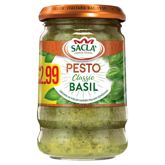 Sacla' Pesto Classic Basil 190g - Onlinemeatshop.com