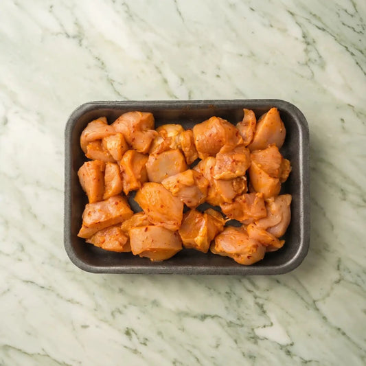Fresh Halal British Marinated Thigh Cubes - Red Tractor Approved - Onlinemeatshop.com