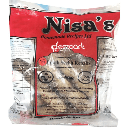 Nisas 16 Meat Seekh Kebab Lamb