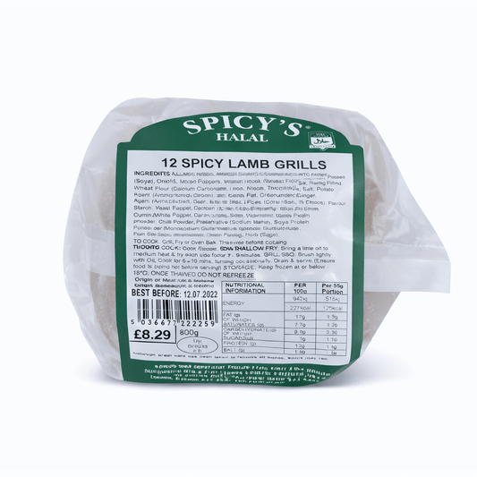 Spicy's Halal 12 Spicy Lamb Grills, Burger Slices - Onlinemeatshop.com