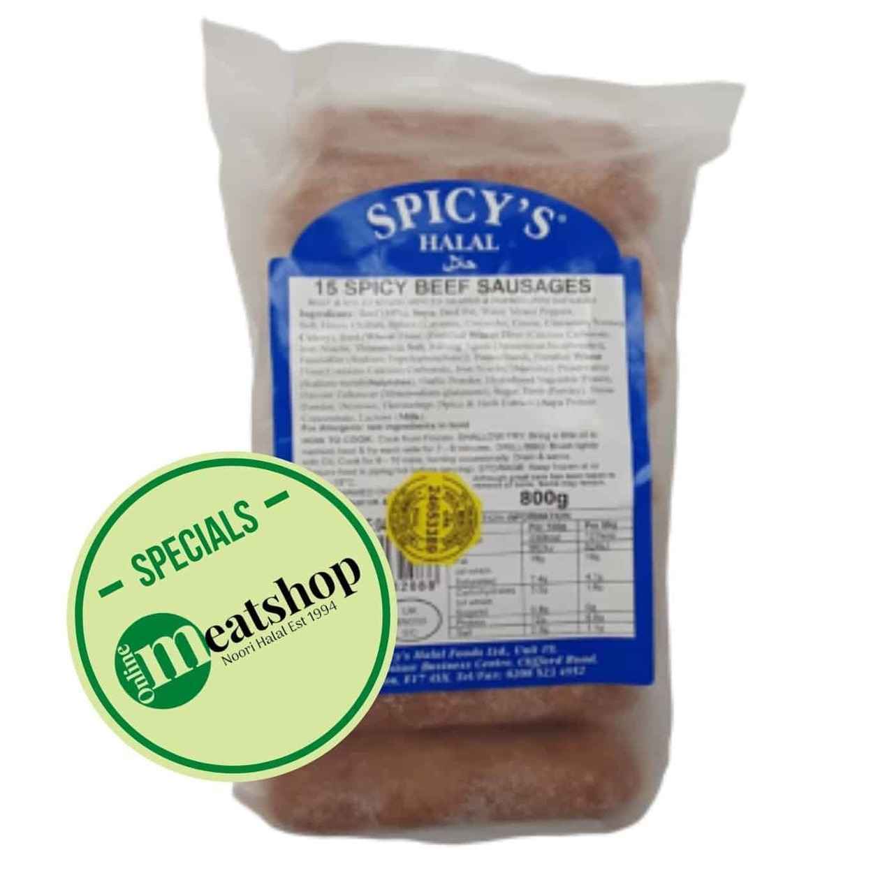 Spicy’s Halal 12 Spicy Beef Sausages - Onlinemeatshop.com