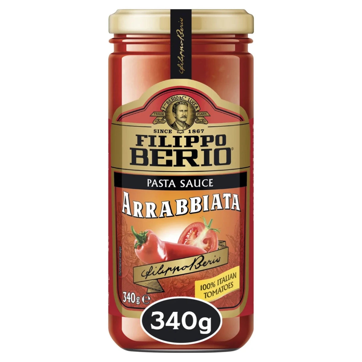 Filippo Berio Arrabbiata Pasta Sauce 340G - Onlinemeatshop.com