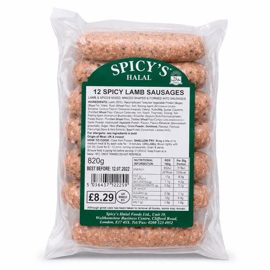 Spicy’s Halal 12 Spicy Lamb Sausages - Onlinemeatshop.com