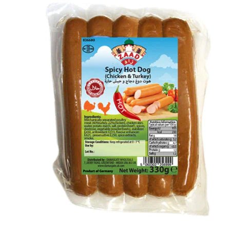 Zaad Spicy Hot Dog (330g) - Onlinemeatshop.com