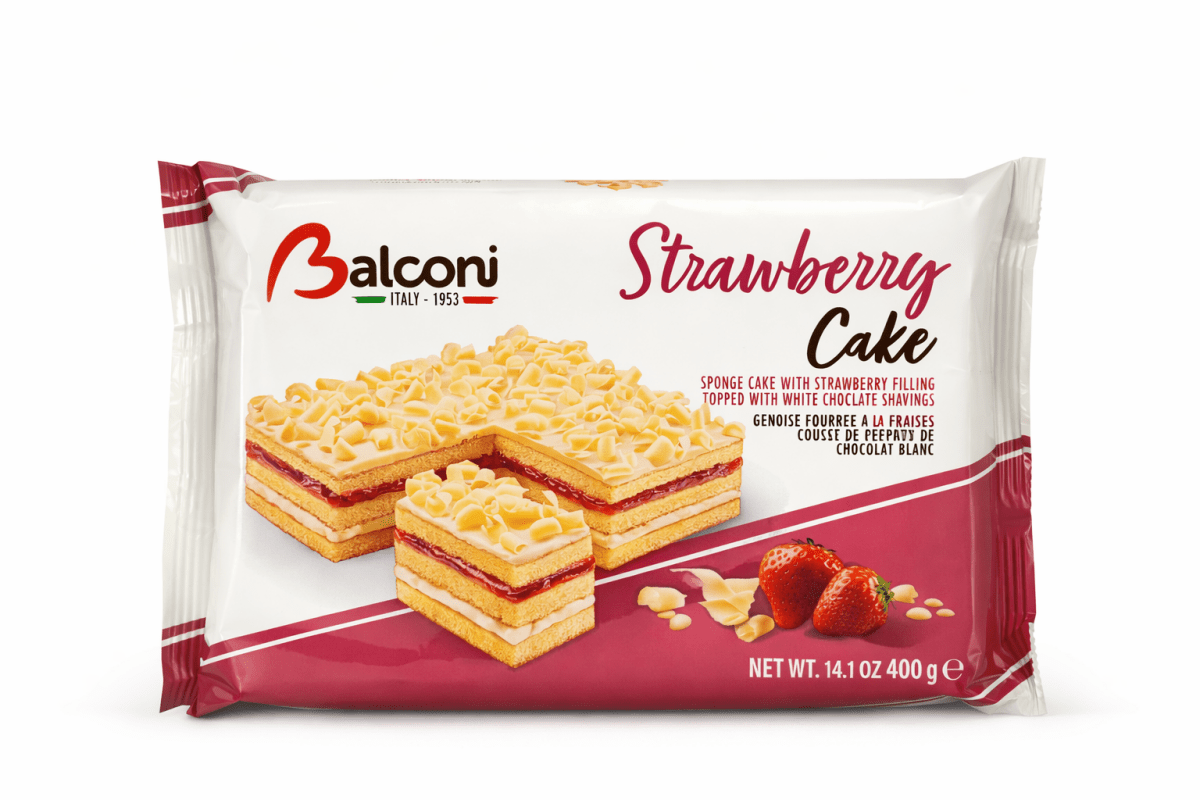 Balconi Strawberry Cake with White Chocolate Shavings - Onlinemeatshop.com