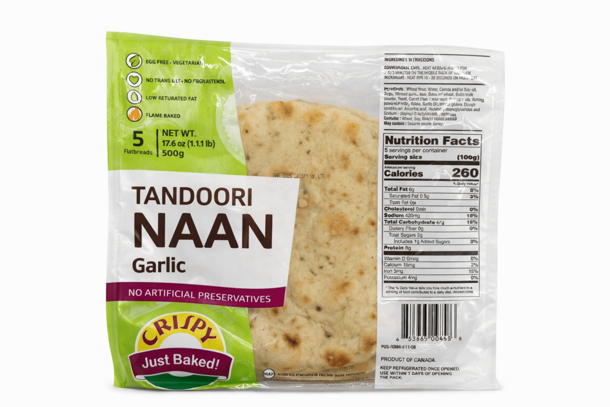 Tandoori Garlic Naan Breads (5 Pack) - Onlinemeatshop.com