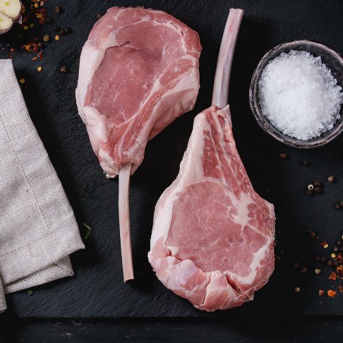 Fresh Halal Pink Rose Veal Tomahawk (Bone - in) - 450 - 550g - Onlinemeatshop.com