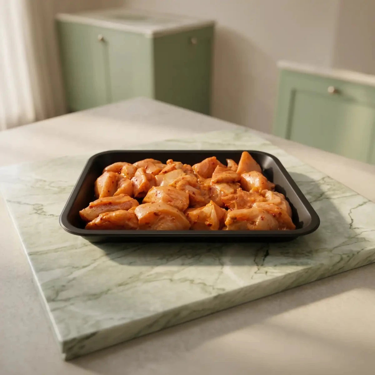 Fresh Halal British Marinated Thigh Cubes - Red Tractor Approved - Onlinemeatshop.com