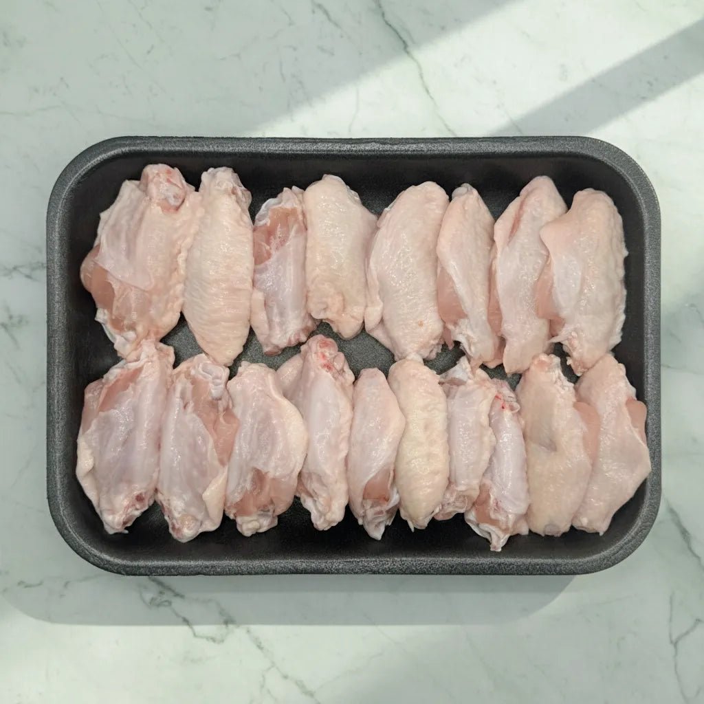 Fresh Halal Chicken Mid - Wing, With Skin - Flat Wing - Onlinemeatshop.com