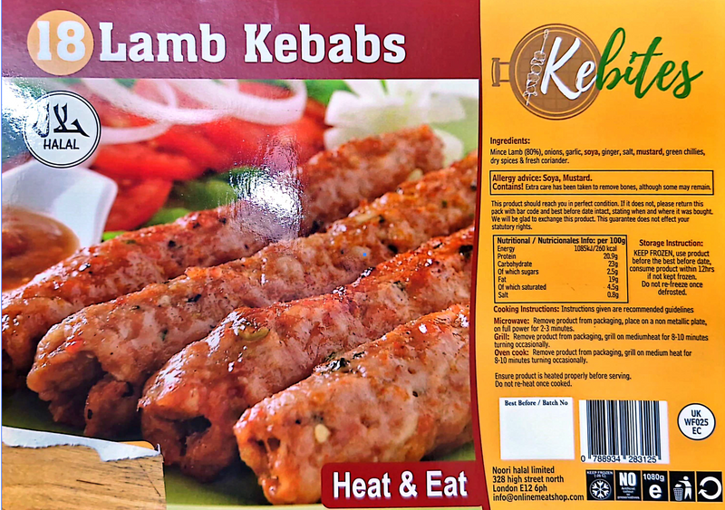 Kebites 18 Lamb Kebabs + 2 extra pieces for Free