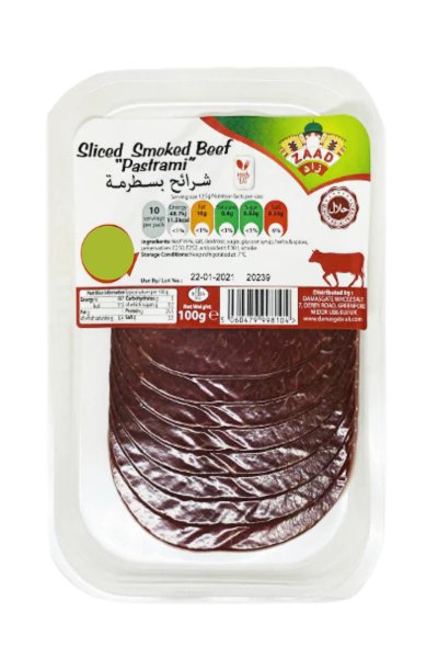 Zaad Sliced Smoked Beef (Pastrami) (100g) - Onlinemeatshop.com