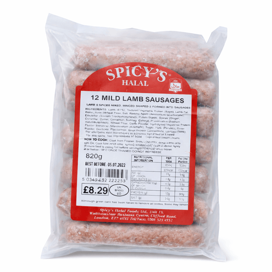 Spicys Halal 12 Mild Lamb Sausages - Onlinemeatshop.com