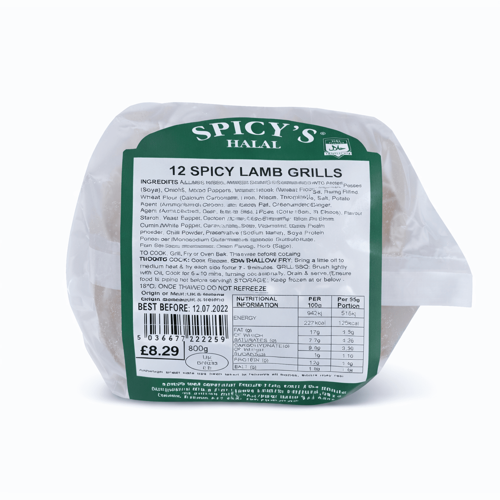 Spicy's Halal 12 Spicy Lamb Grills, Burger Slices - Onlinemeatshop.com