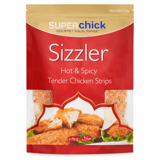 Superchick Sizzler Hot & Spicy Tender Chicken Strips 1kg - Onlinemeatshop.com