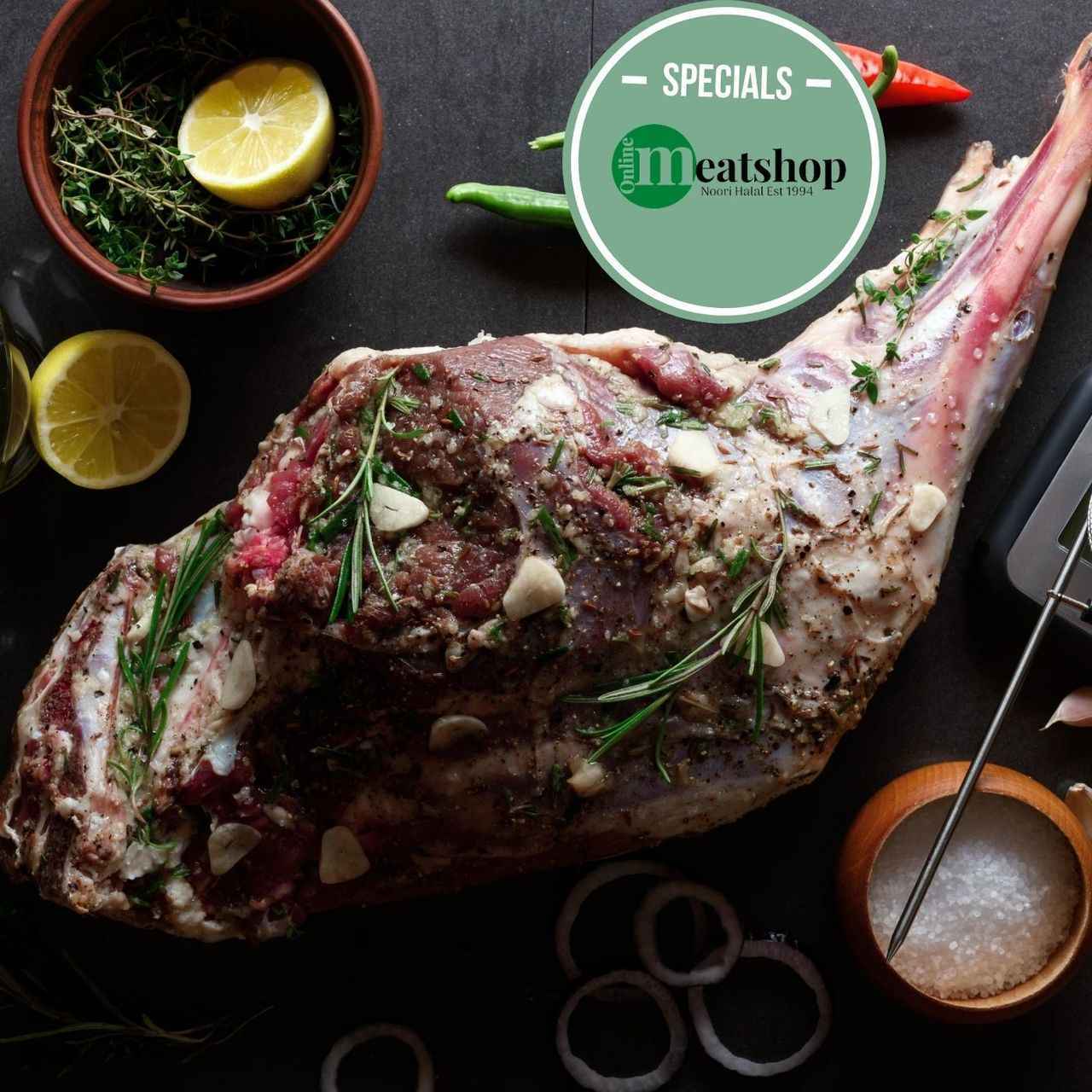 Fresh Halal British Bone-In Leg of Lamb, 1.5-1.8KG