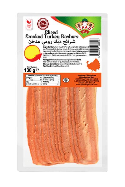 Zaad Sliced Smoked Turkey Rashers (130g) - Onlinemeatshop.com