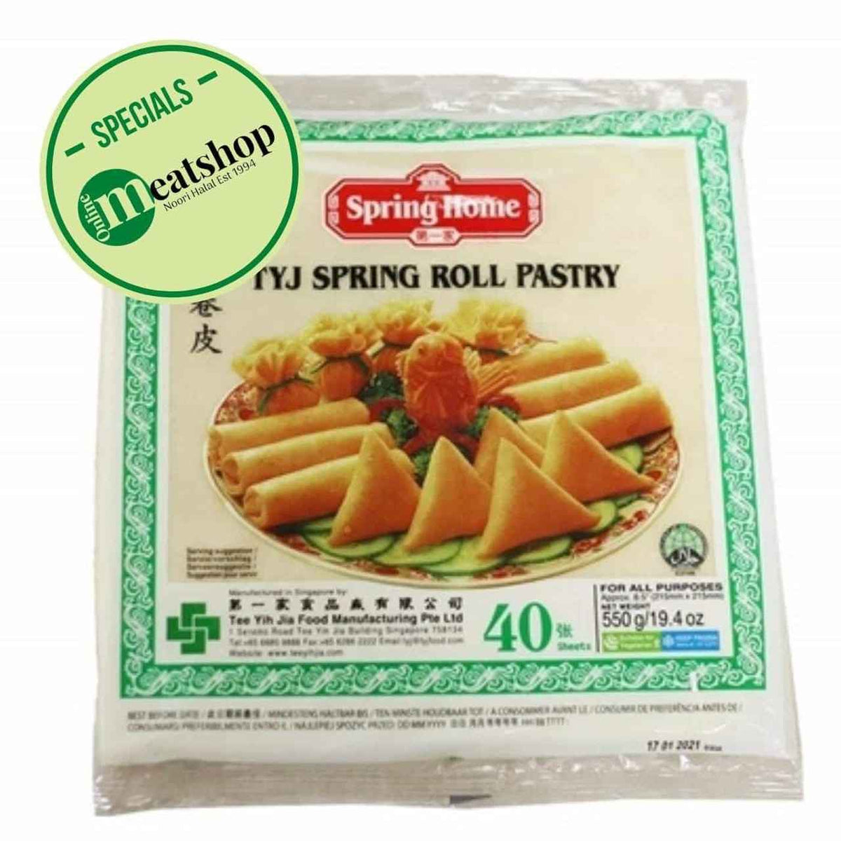 TYJ Spring Roll Pastry 40 Sheets – Onlinemeatshop.com