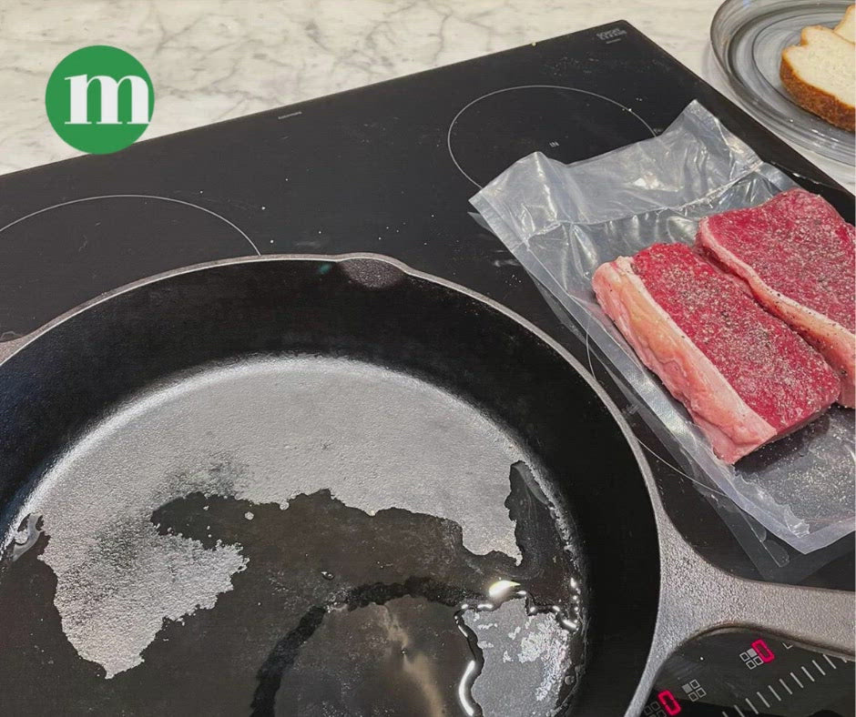 Cooking Of Fresh Halal Beef Striploin Steak