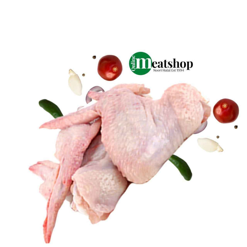 Halal British Fresh Chicken 3-Joint Wings, Skin on