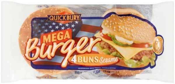 Quickbury Mega Sesame Buns - 4 Pieces
