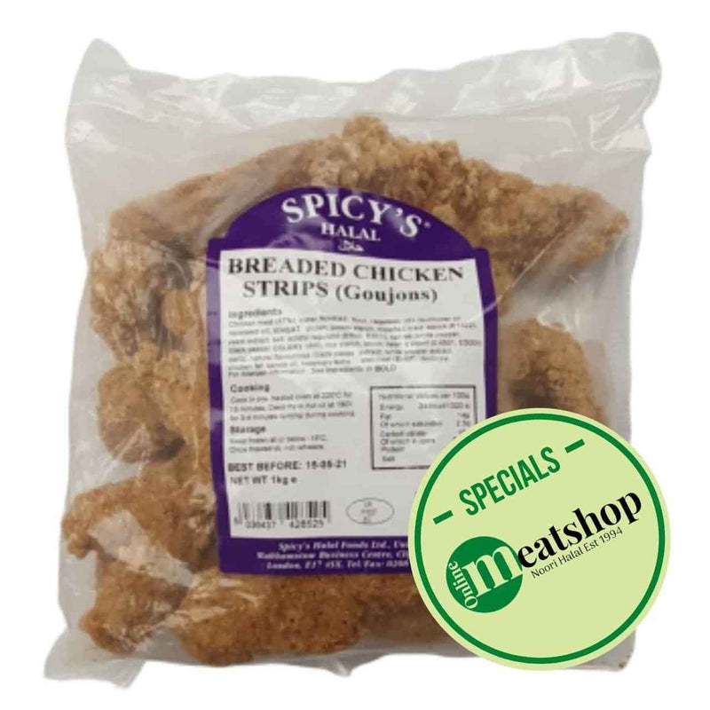 Spicy’s Halal Breaded Chicken Strips – Goujons 1kg